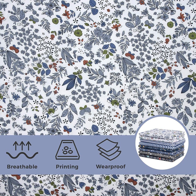 Aubliss 8pcs Fat Quarter Fabric Bundles 19.6 ' ' x 19.6 ' '(50cm x 50cm) Cotton Craft Fabric Pre-Cut Squares Sheets for Patchwork Sewing Quilting Fabric(Checked/Striped/Floral) - Image 5